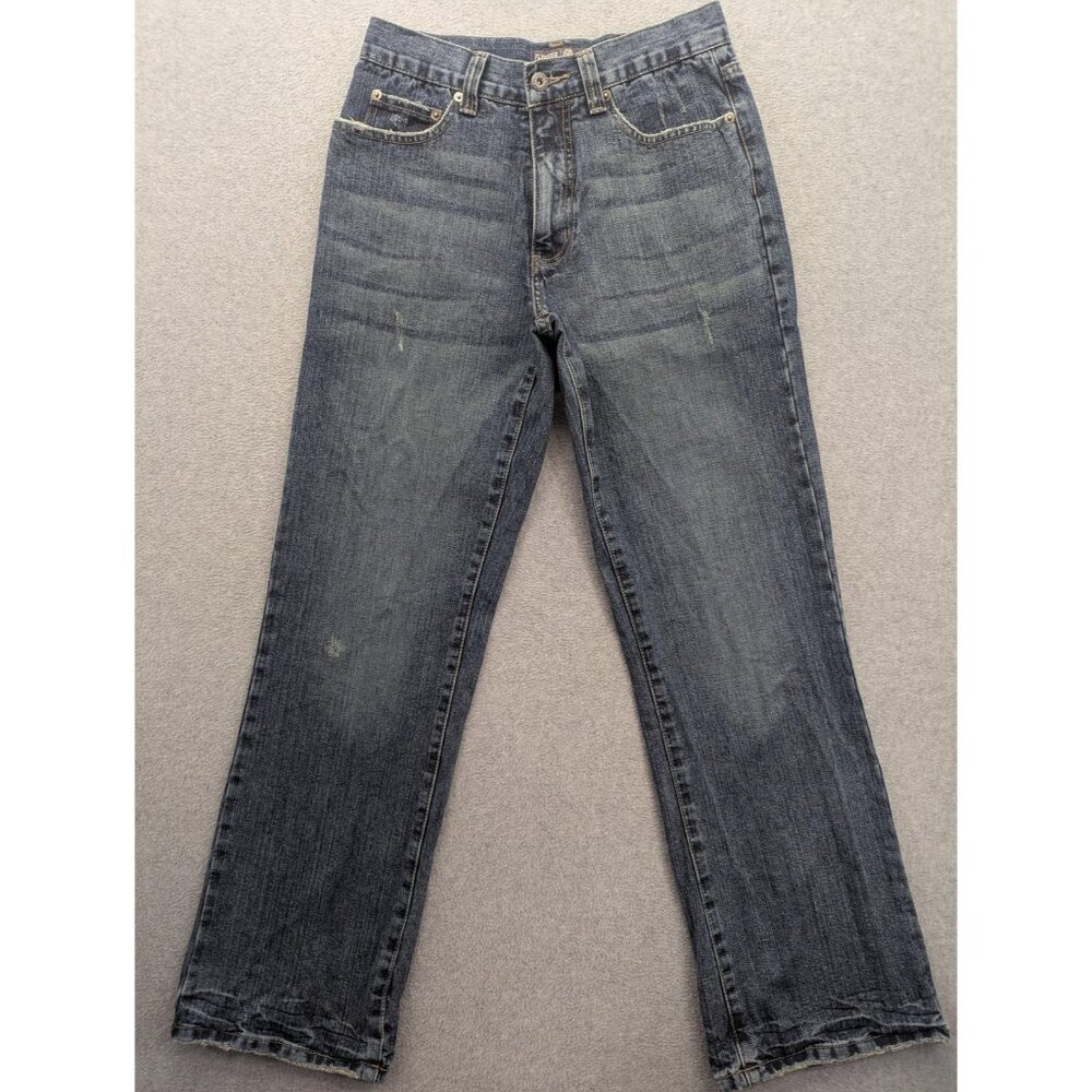 Flypaper Jeans Mens 29x32 Blue Medium Wash Straight Leg Distressed Denim Zip Fly